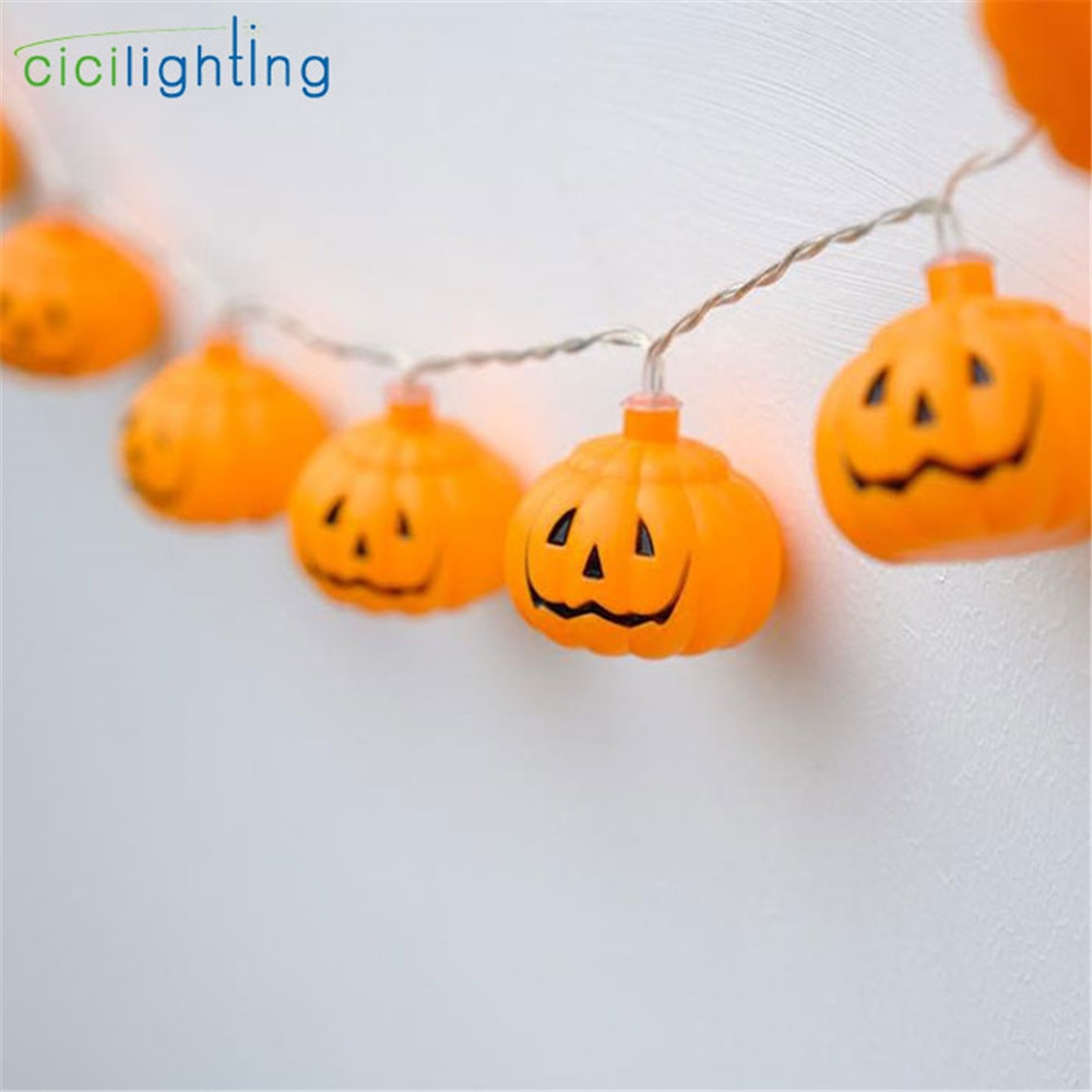 Lampu String LED Bentuk Labu Halloween Tenaga Baterai Untuk Dekorasi Pesta