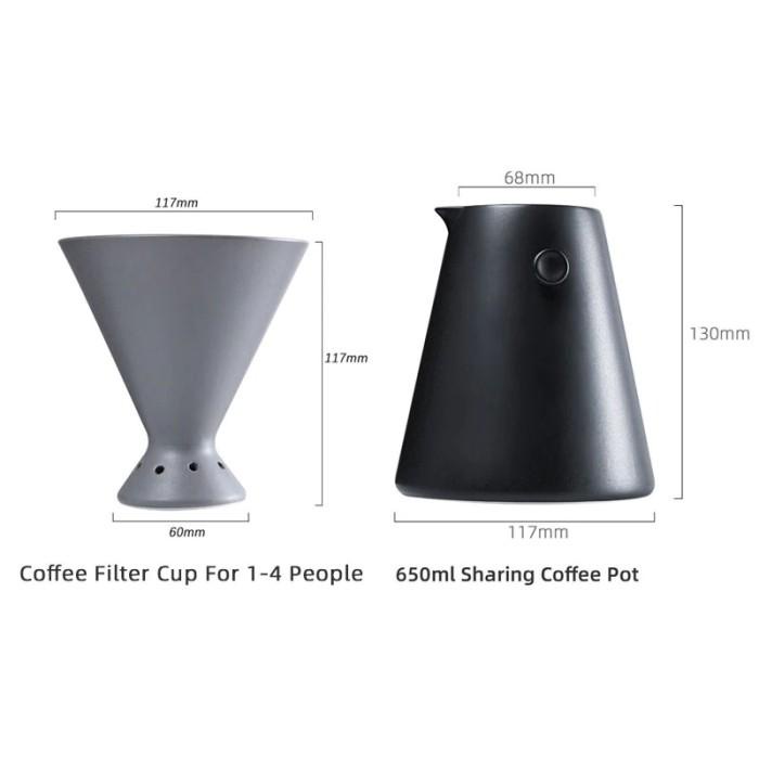 Dripper V60 Pot Server Set Keramik Woodpecker Filter Penyaring Kopi