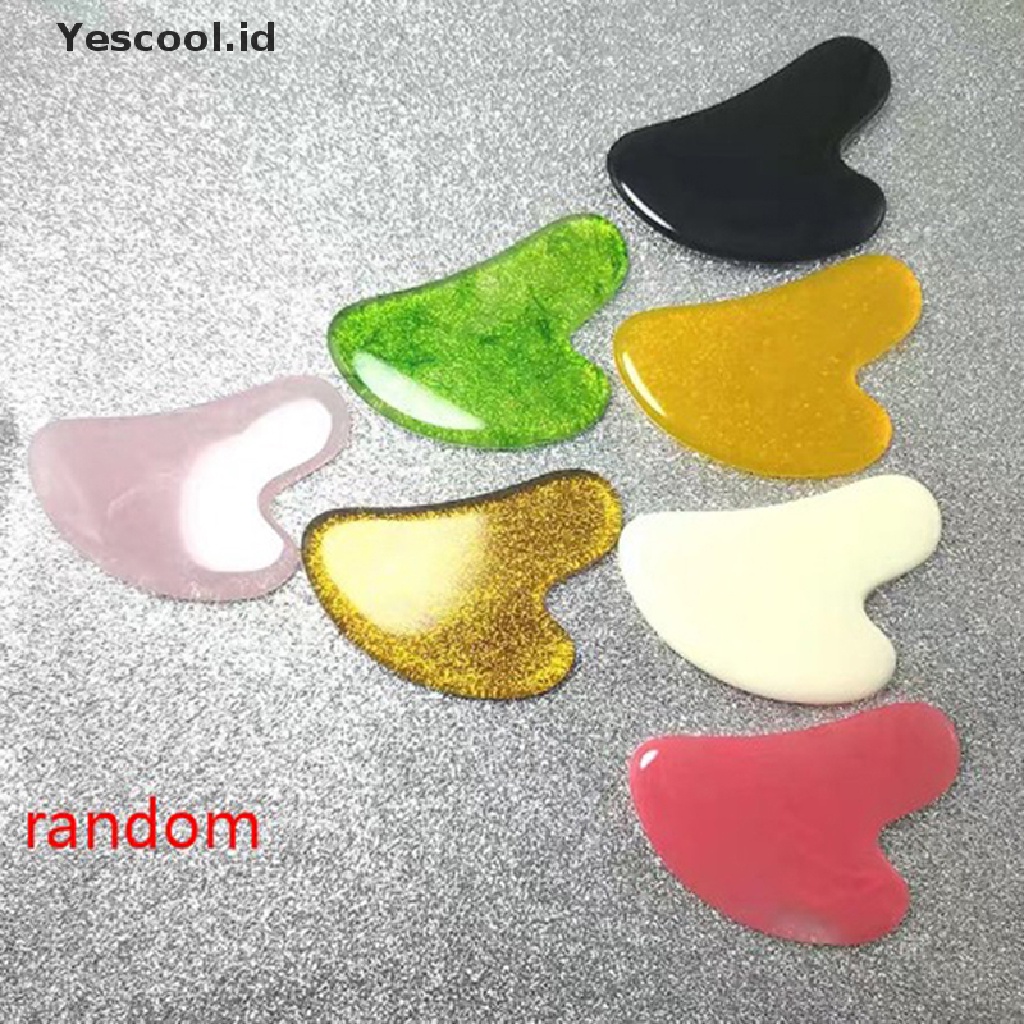 【Yescool】 Natural Jade Guasha Scrapping Plate Massager Face Meridian Plate Tools New .