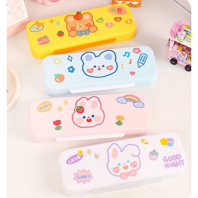 Tempat Tepak Kotak Pensil Anak Korea Aesthetic Free Stiker PC0010