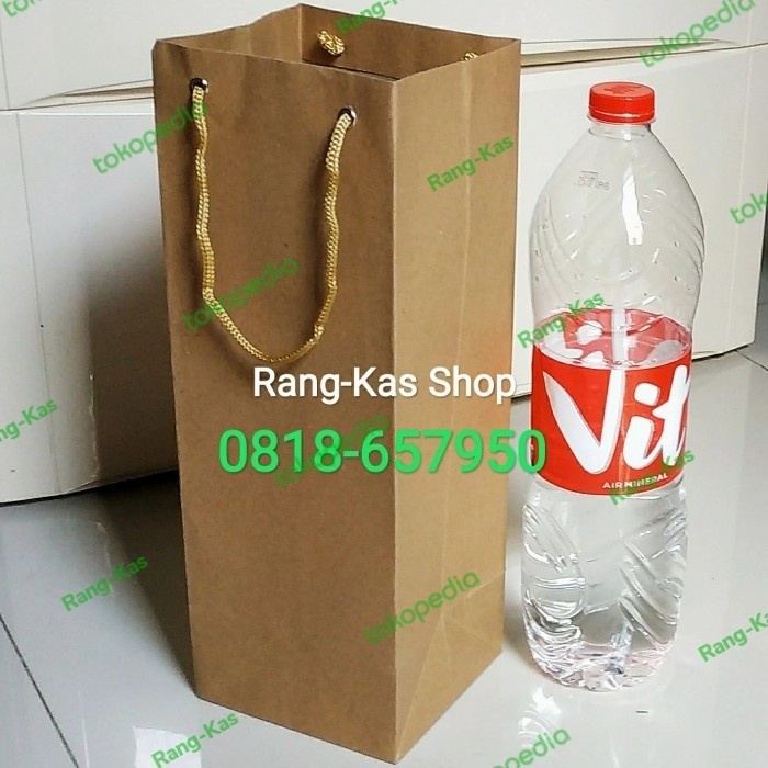 

✨ BISA COD ✨ Paperbag Botol Wine / Madu samson coklat Polos doff