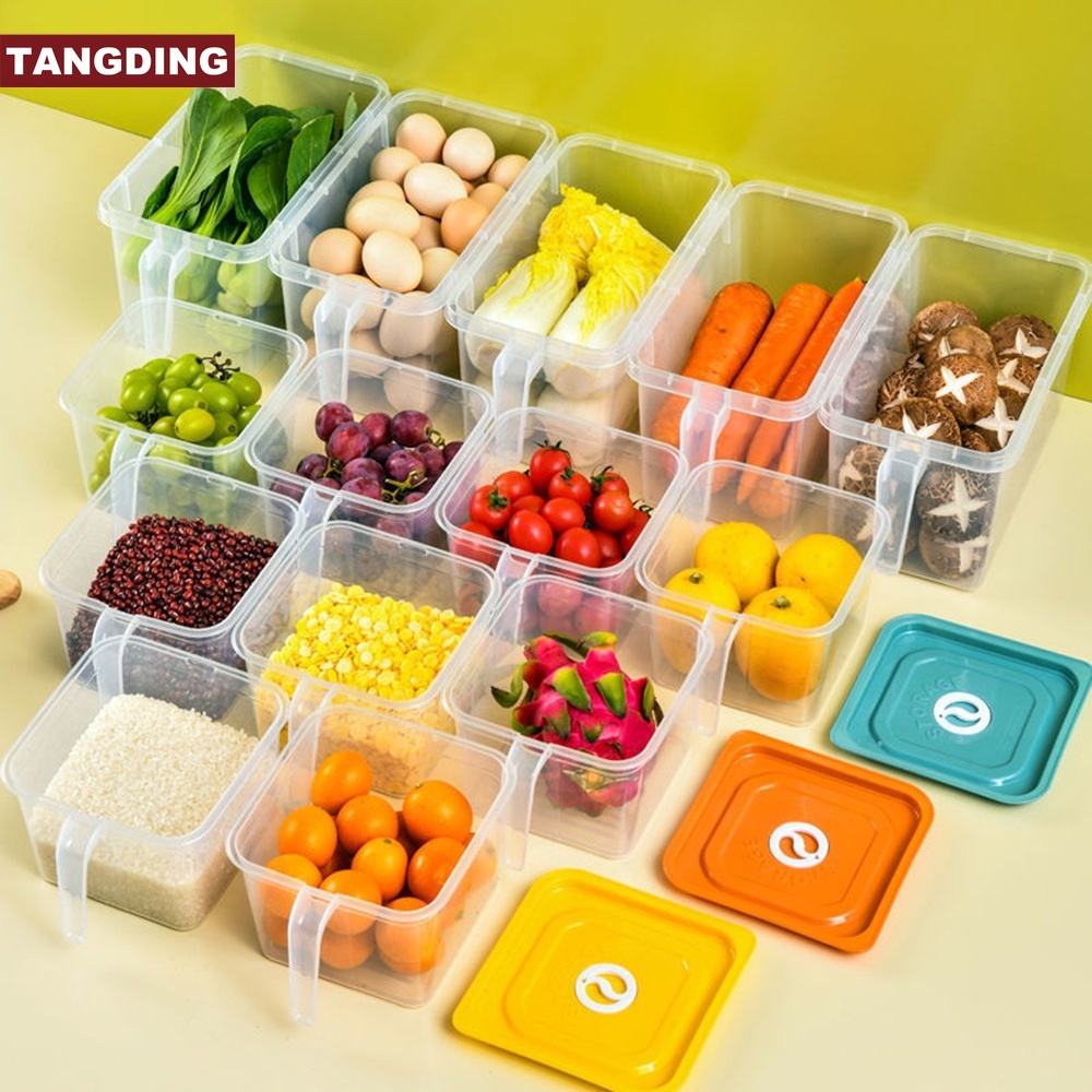 【COD Tangding】3 Colors Stackable Organize Kitchen Refrigerator Food Storage with Handle Lid