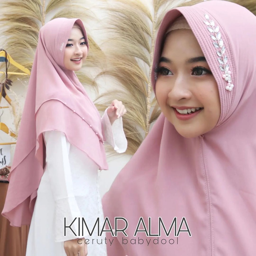 PROMO !! KHIMAR FELISHA D ALMA PAYET DAUN || KHIMAR CERUTY 2 LAYER || D ALMA HIJAB PAYET DAUN BEST SELLER