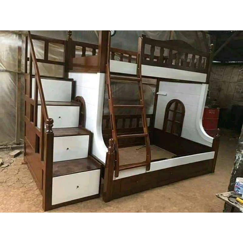 tempattiduranak kayu jati putih kombinasi natural meuble jepara