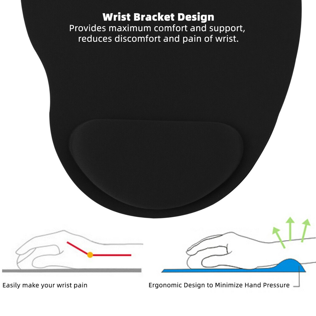 1pc Mouse Pad Dengan Bantalan Pergelangan Tangan Bahan EVA Warna Polos Untuk Game Komputer PC / Laptop