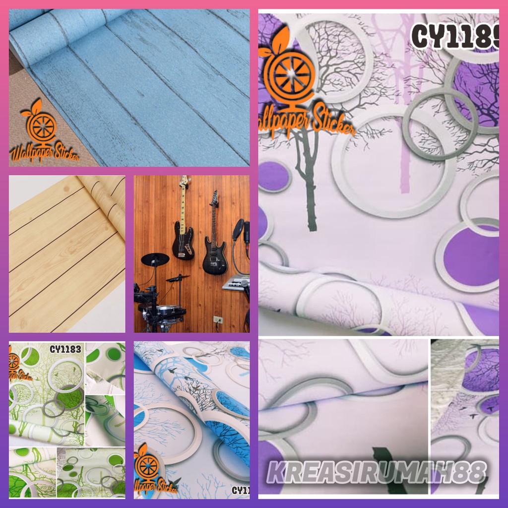 Wallpaper Stiker Dinding Motif batik dan serat kayu wallpaper 3D wallstiker ukuran 45cm X 9meter