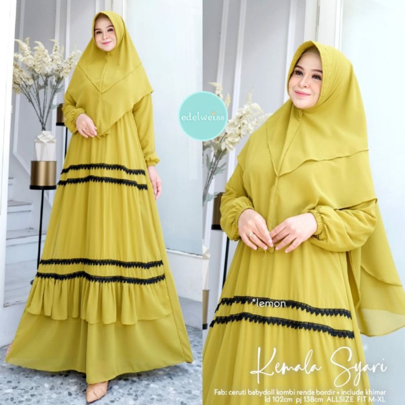 kemala syari set dress ori edelweis