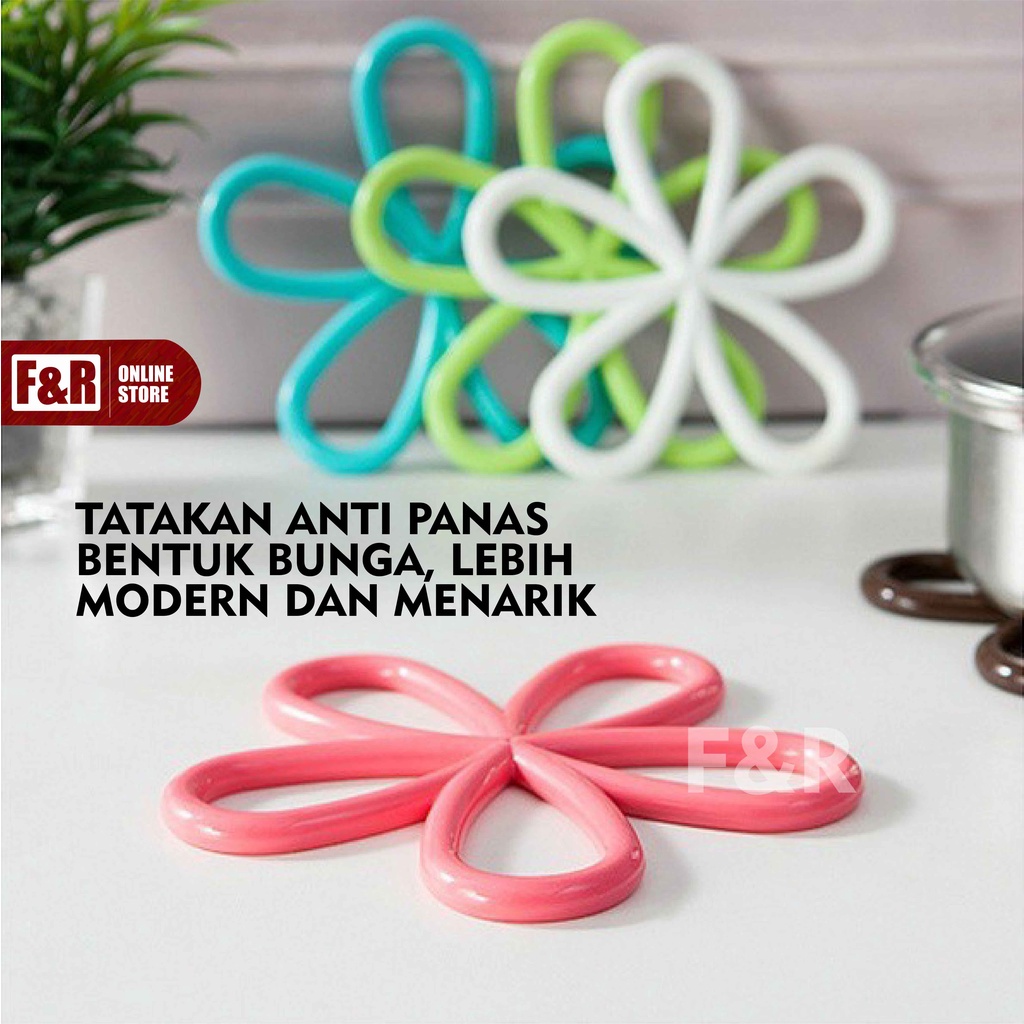 Tatakan Alas Panci Piring Gelas Mangkok Wajan Anti Tahan Panas Silikon Hot Pad Non Slip Mat Flower