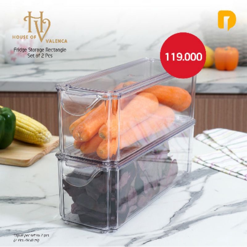 Wadah Penyimpan Makanan di Kulkas Isi 2 pcs
