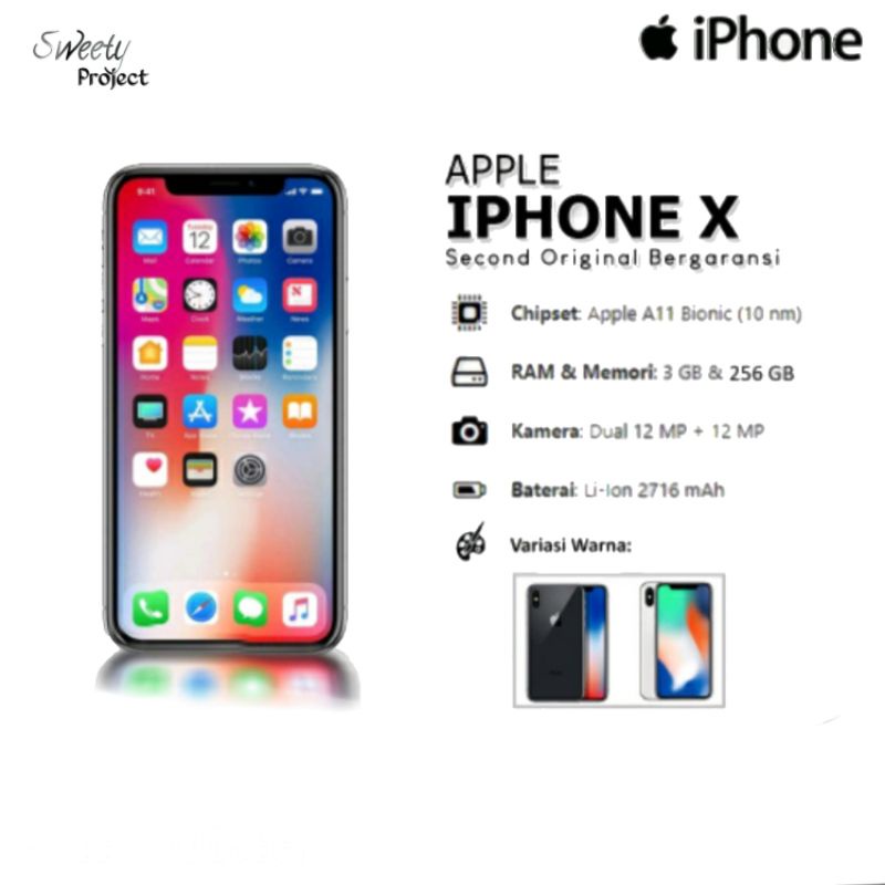 Apple Iphone X [256GB] Second Original Like New Fullset
