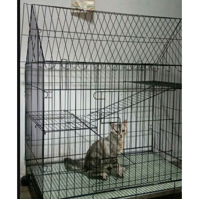 Kandang Kucing Tingkat 2 Jumbo Atap Rumah