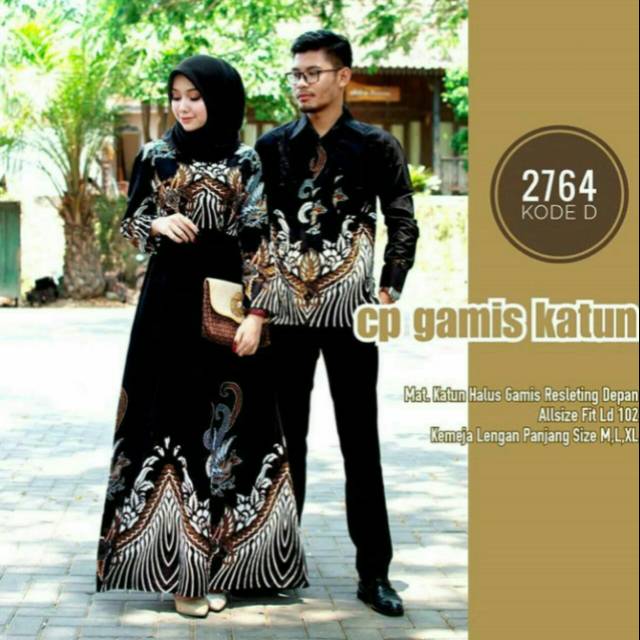 Baju batik couple gamis jumbo ld 120cm