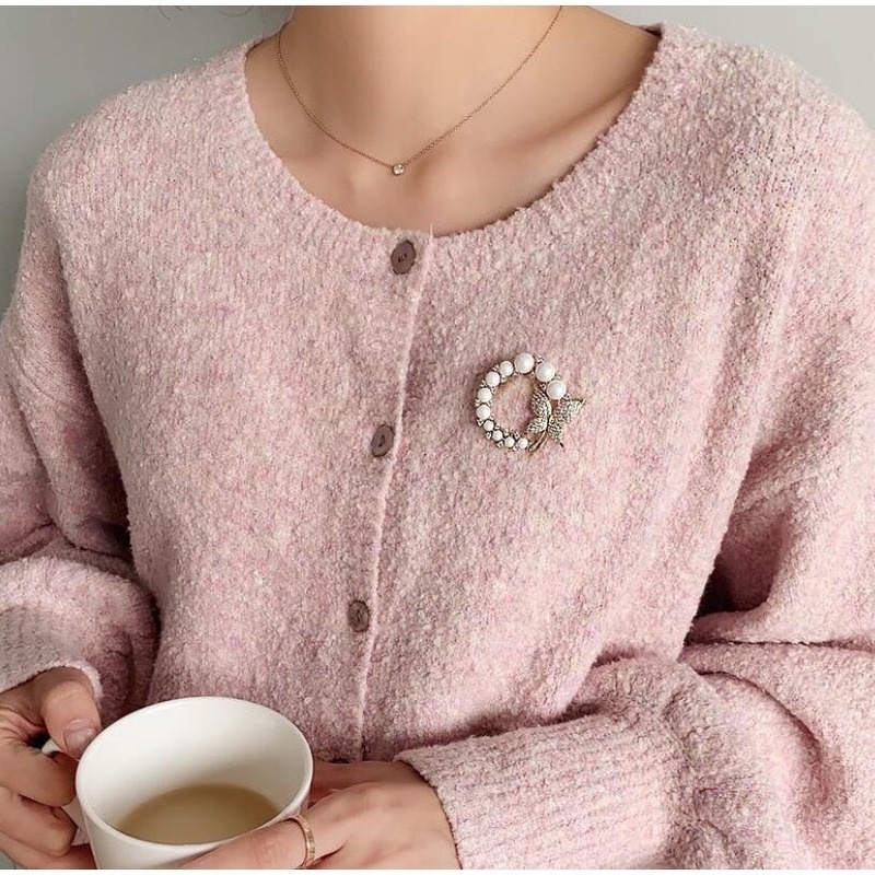 Candy Jewelry Fashion Korean Butterfly Brooches Gold Color Pearl Brooch Pins Rhinestone Breastpin for Women bros hijab-4