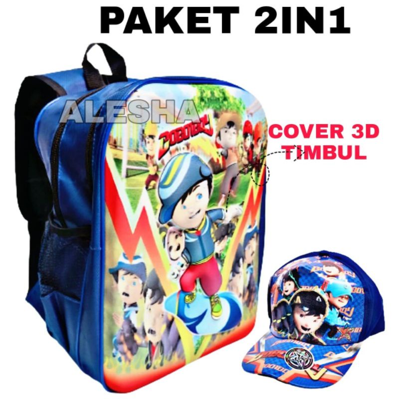 Tas 3D Anak SD Berbonus - Ransel  3D Anak SD Boboiboy - Tas Sekolah Anak SD Karakter Boboi - Tas Anak Laki-Laki SD - Tas Sekolah Anak Karakter Lucu