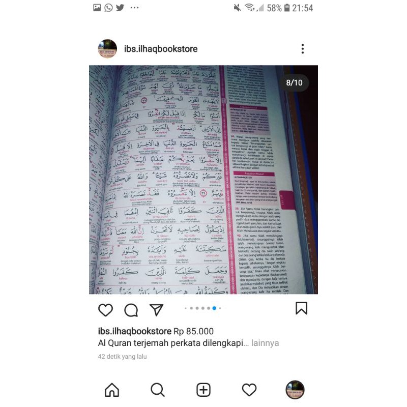 Al Quran terjemah perkata dilengkapi tulisan latin dan ada doa dalam alquran