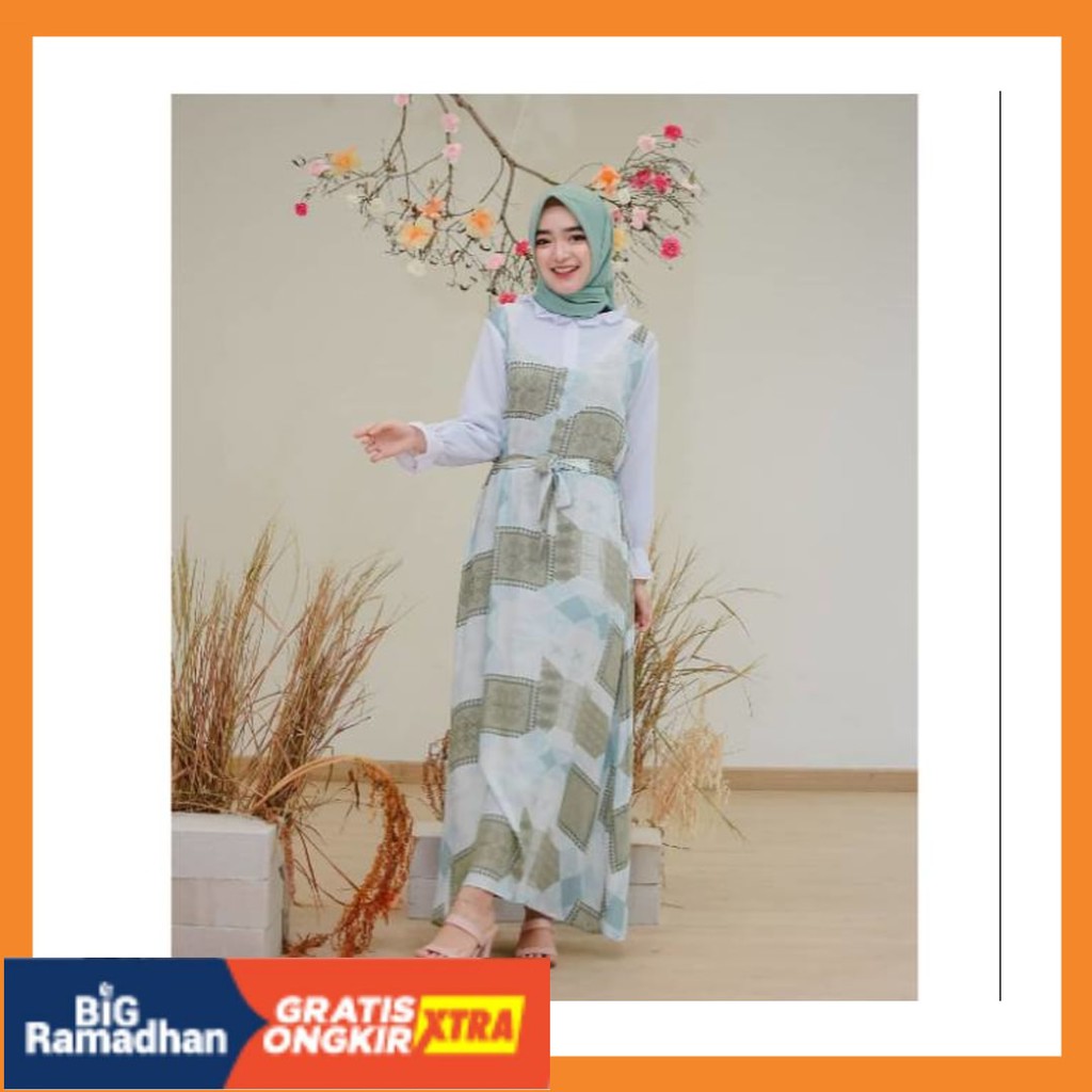 POLOS MOTIF MERAH PUTIH HITAM BIRU KUNING ASLI / SUPER CANTIK ♥️ ENABY DRESS MOSCREEP MIX RAYON