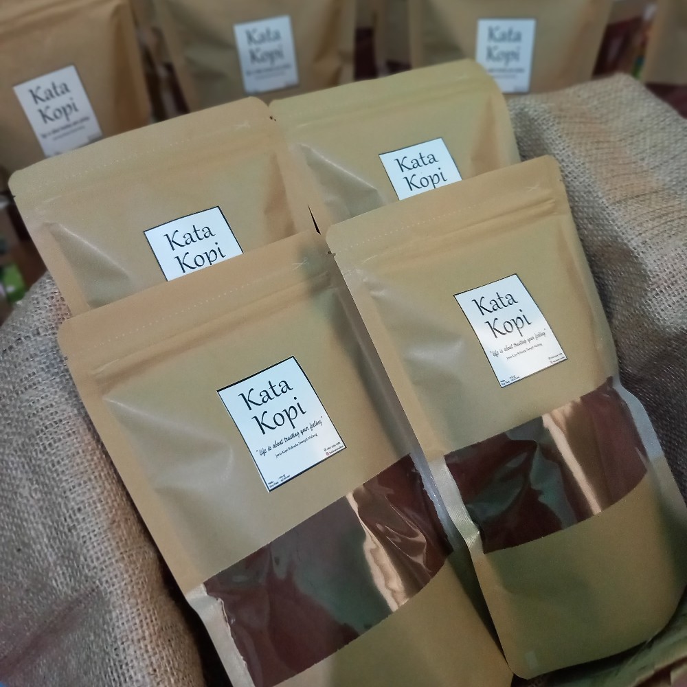 [i00 Pcs] Standing Pouch Window Ecopack 14x23 Kpack/ Kertas Paper/ Craft Kraft/ Kemasan Kopi