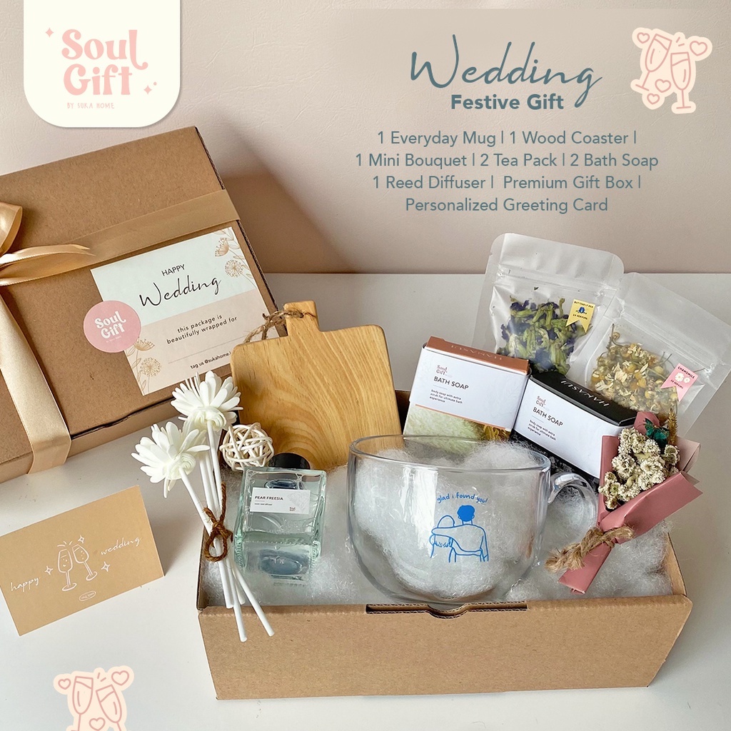 Wedding Gift Set Package | Gift Set Hampers Aesthetic | Hampers Kado Pernikahan | Paket Hadiah Pasangan Wedding | Paket Wedding Seserahan | Hampers Scented Candle | Reed Diffuser Premium | NEW Gift Package - Soul Gift by Suka Home |