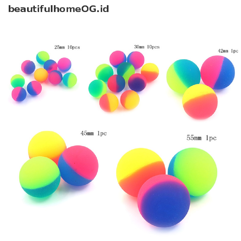 1 / 10pcs Mainan Bola Pantul Elastis Untuk Outdoor