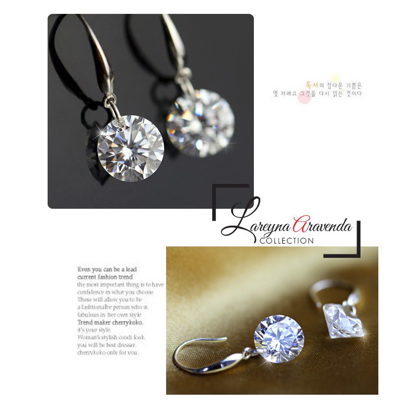 Anting Wanita Titanium Model Kristal Crystal Anti Karat Non Alergi AT028