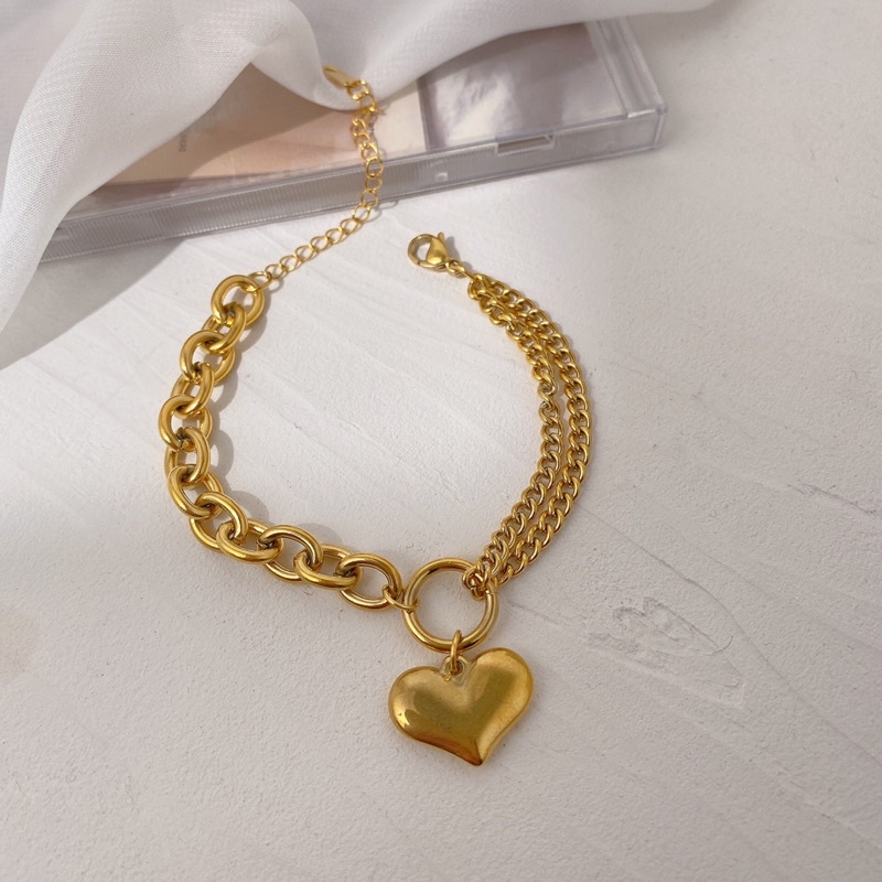 Gelang Titanium Love Gold 18K Sisik Naga Vintage Fashion Korea Style