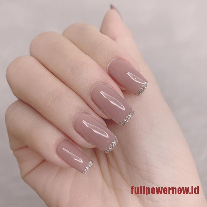 【COD】24pcs/Set Detachable Long Coffin Fake Nails Fenyin French Style Full False Nails