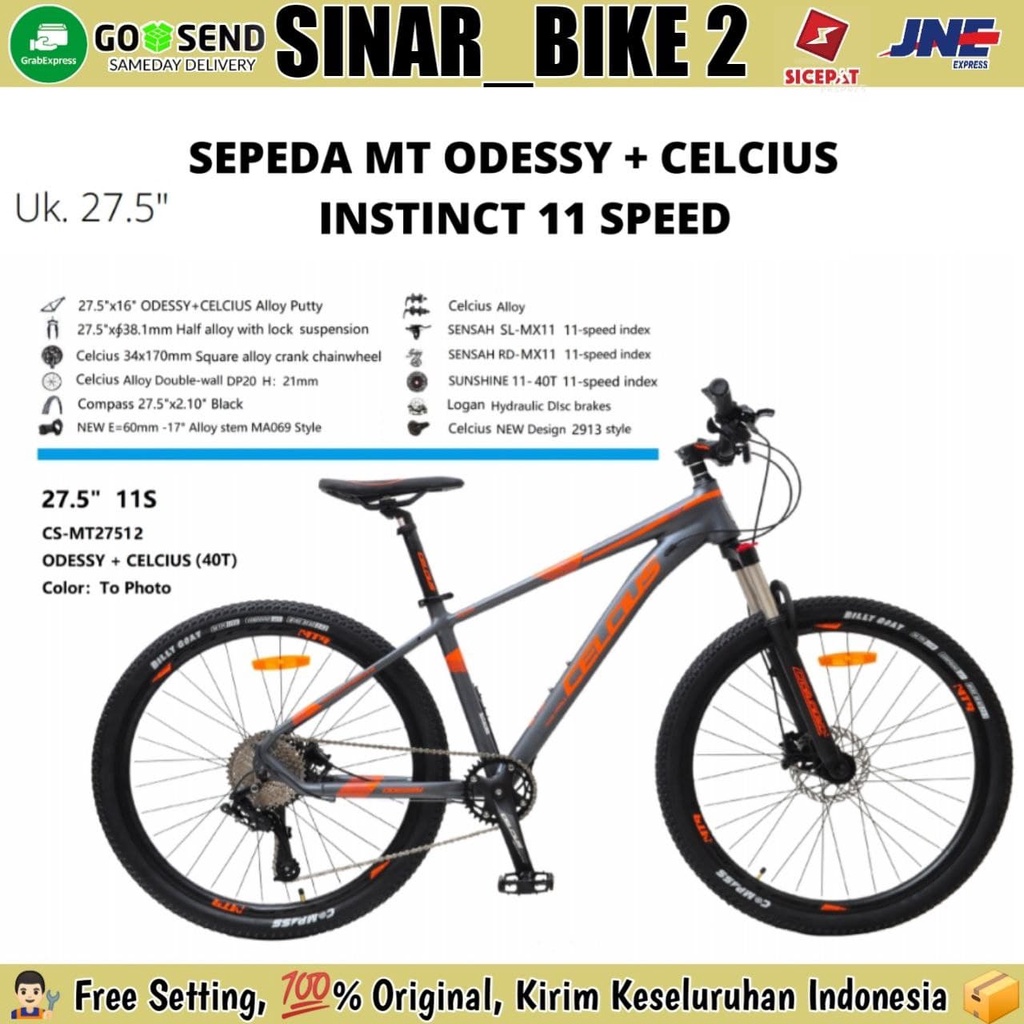 Sepeda Gunung 27,5 MTB CELCIUS ODESSY INSTINCT Alloy 11 Speed Hidrolik