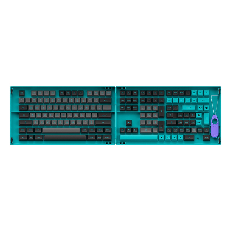 Akko Black &amp; Cyan PBT Double-shot Keycaps 197 Set ASA Profile