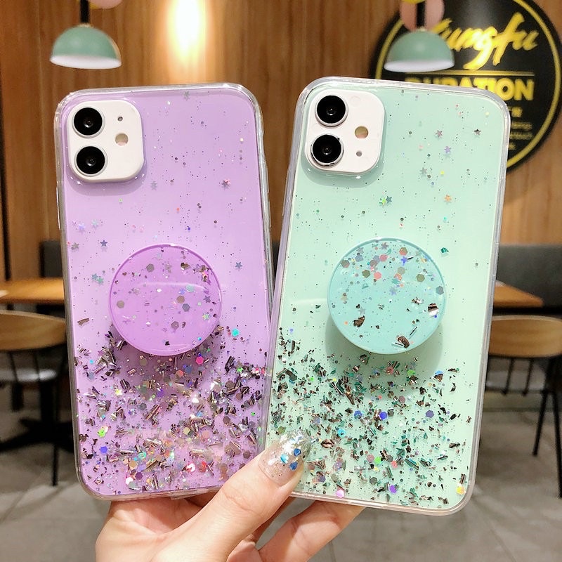 Samsung Galaxy A51 A51S M51 A7 2018 Case Glitter + Pop Socket
