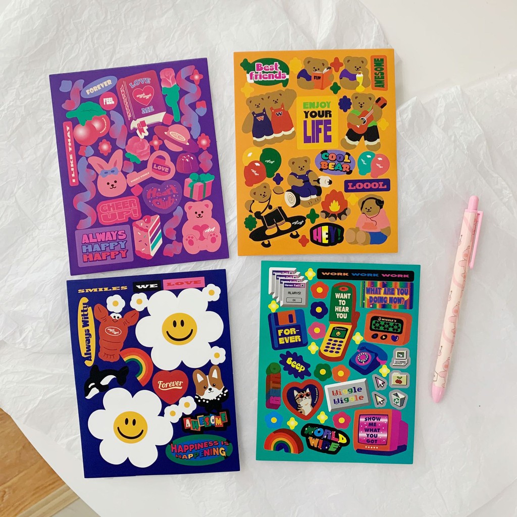 

1 LEMBAR STIKER KOTAK TEMA RETRO BEAR DAISY BULLET JURNAL DIY DIARY LUCU MURAH