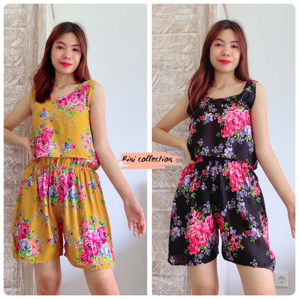 Jumpsuit Cipir pendek/motif akar