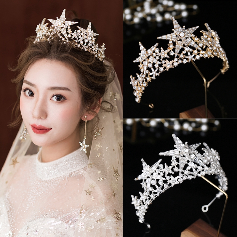 Deartiara Mahkota Crystal Star Tiara Crown for Wedding/Party/Prom