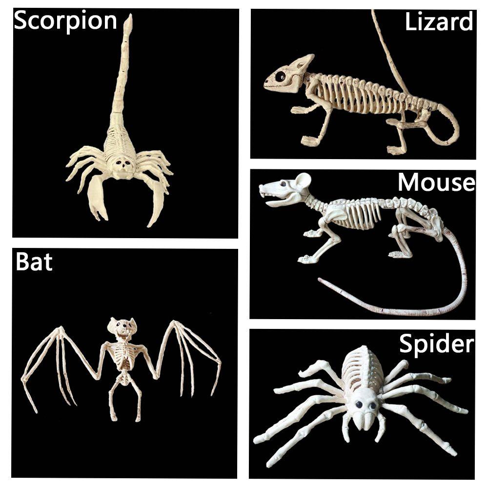 R-bunga Kerangka Hewan Kalajengking Spider Halloween Dekorasi Pesta Tikus Kelelawar Tengkorak Buatan