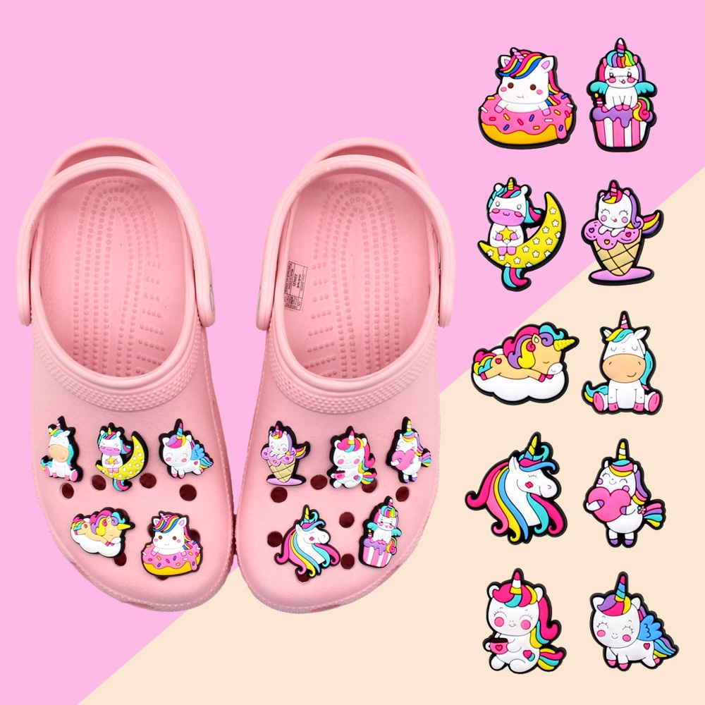 unicorn Crocs Jibbitz wanita charms sandal imut DIY pin Aksesoris pria Bahan Untuk Dekorasi Sepatu Hadiah anak