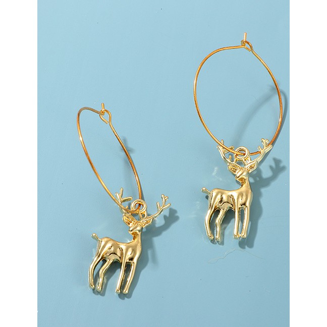 LRC Anting Hoops Fashion Gold Alloy Elk Ring Earrings D28018