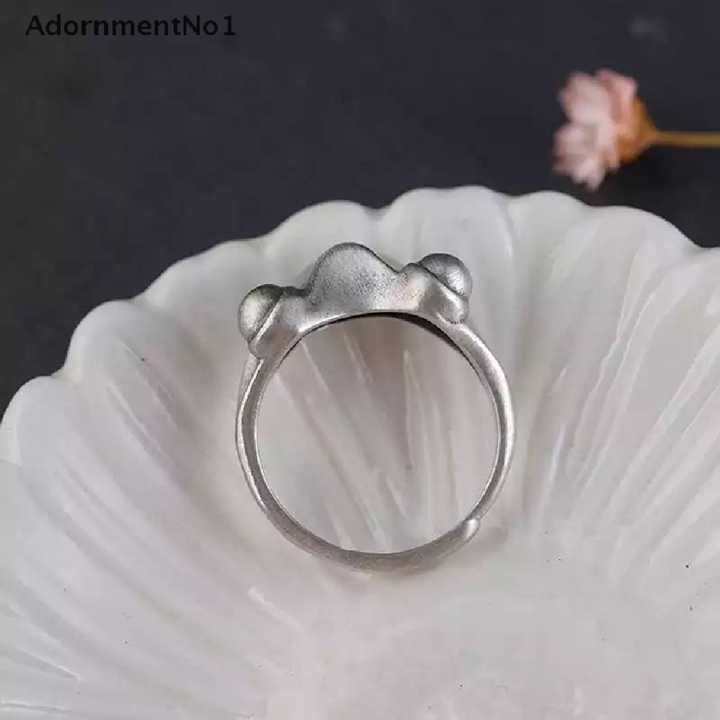 (AdornmentNo1) Cincin Terbuka Gaya Retro Motif Katak Aksen Hollow Untuk Perhiasan Wanita