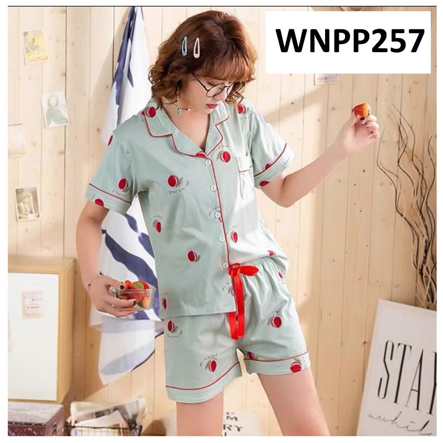 Baju Tidur Wanita Kancing Depan Celana Pendek Motif