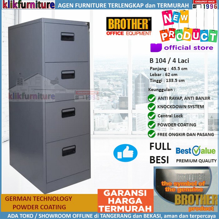 B 104 Brother Filling Cabinet Besi Kantor 4 Laci / 4 Susun