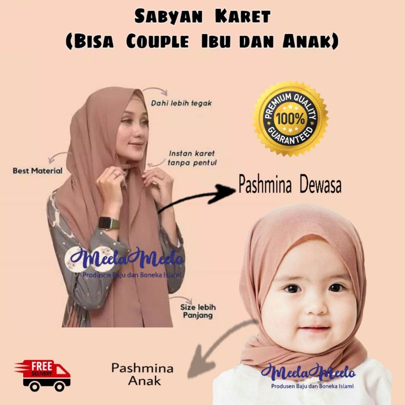 pashmina instan sudah ada pengait karet | pashmina untuk anak| jilbab anak sekolah