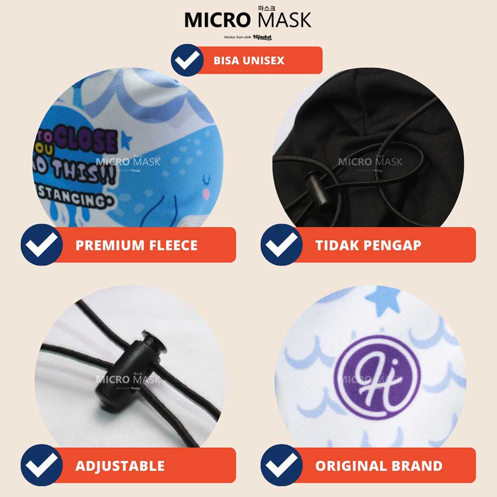 Hijacket Masker Kain Anak Perempuan Laki-Laki Headloop Tali Karet Elastis Hijaket Mask Motif 02-7
