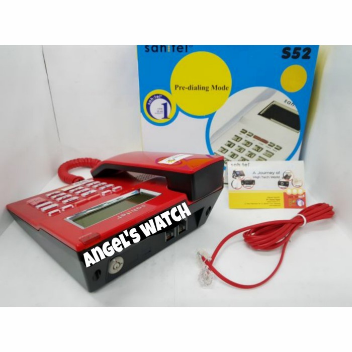 pesawat telepon sahitel S52 merah telepon rumah kabel sahitel