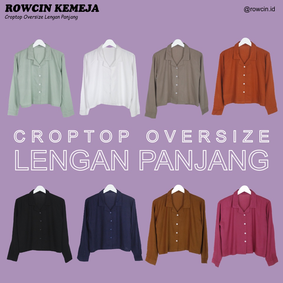 KEMEJA WANITA CROPTOP OVERSIZE POLOS LENGAN PANJANG KATUN RAYON CROP LONG SLEEVE ORGANIK