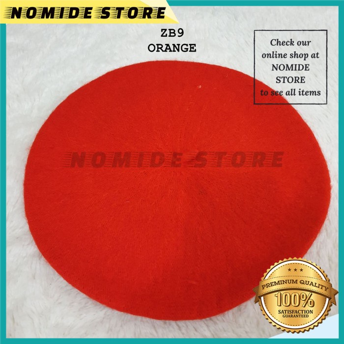 topi distro Baret Winter Wanita Dewasa Inggris Casual Fashion t Baretta - ZB9-ORANGE G4C7 EXCLUSIVE 