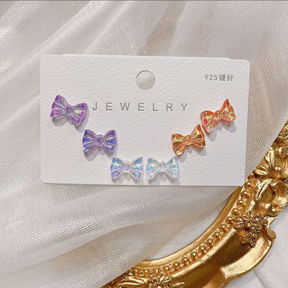 MXBEAUTY Anting Busur Manis Geometri Sederhana Warna Jelly Musim Semi Gadis Wanita Stud Earrings