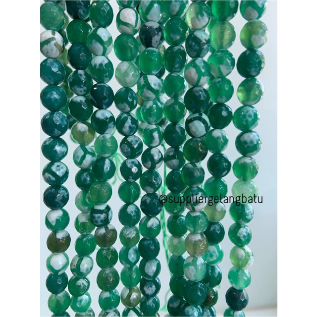 bahan CUTTING GREEN WHITE PERSIAN JADE 8mm batu import putih hijau