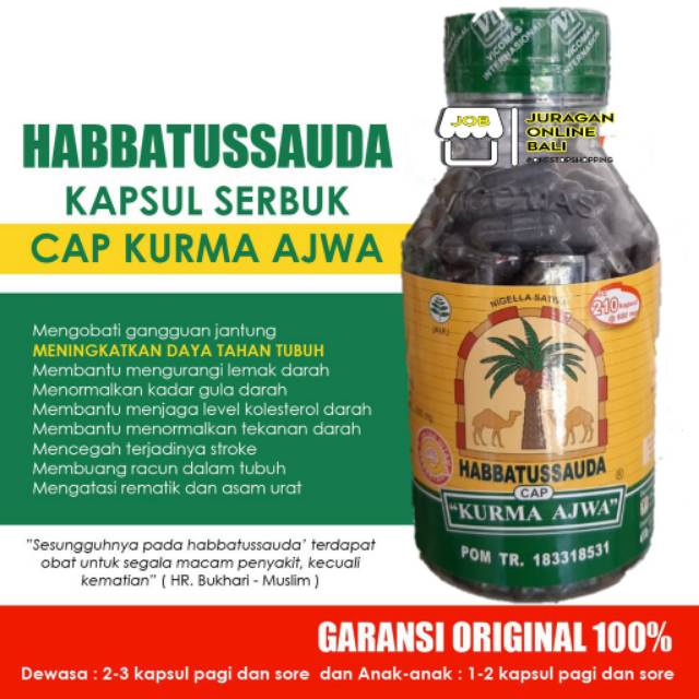 HABBATUSSAUDA KURMA AJWA 210 KAPSUL &amp; 120 KAPSUL BARU - HABBATUSSAUDA SERBUK KURMA AJWA ASLI BPOM