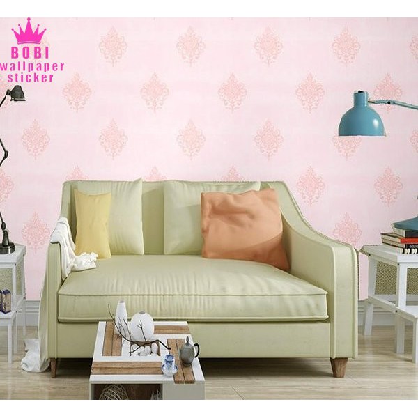 Wallpaper Sticker 5161 BatikSegitiga Pink - Wallpaper New 2021 -  Uk. 9mx45cm