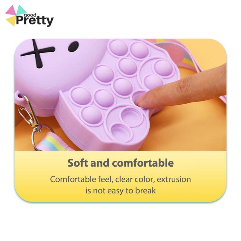 Kekerasan Beruang Dompet Koin Silikon Dekompresi Gelembung Pinch Messenger Tas Mainan Selempang - PD