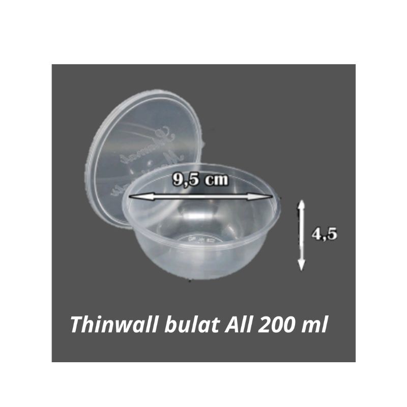 thinwall bulat 200 ml / cup puding 200 ml / cup serbaguna 200 ml