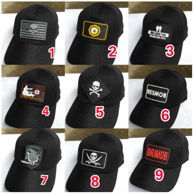 topi jaring punisher- topi jala perbakin- topi senjata-topi tengkorak